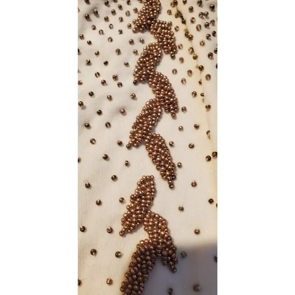 Vintage 40s-50s Hand Beaded Evening Long Gloves Made In Crown Colony Hong Kong